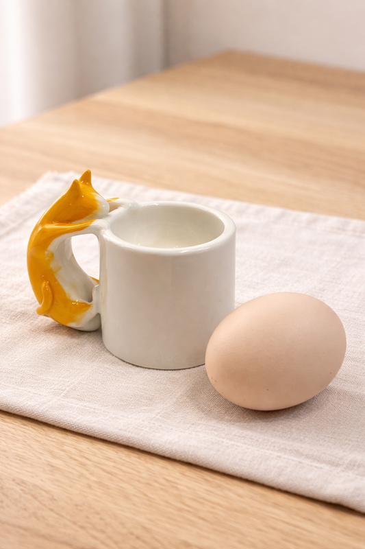 Cat Egg Cup (ORANGE) – A Playful Ceramic Breakfast Object | 4am Product Design
