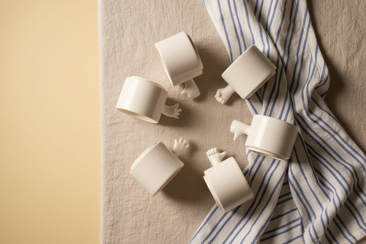 Gesture Ceramic Cups – Handmade Porcelain Coffee Cup(Thumb up down)