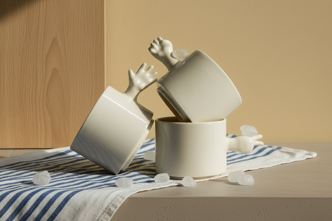 Rock Paper Scissors Ceramic Game Cup Set for New Flatmates