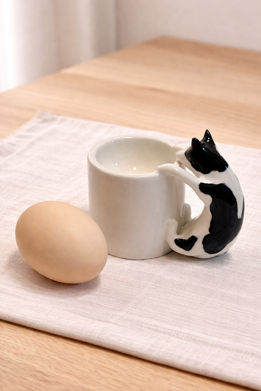Cat Egg Cup (COW) – A Playful Ceramic Breakfast Object | 4am Product Design