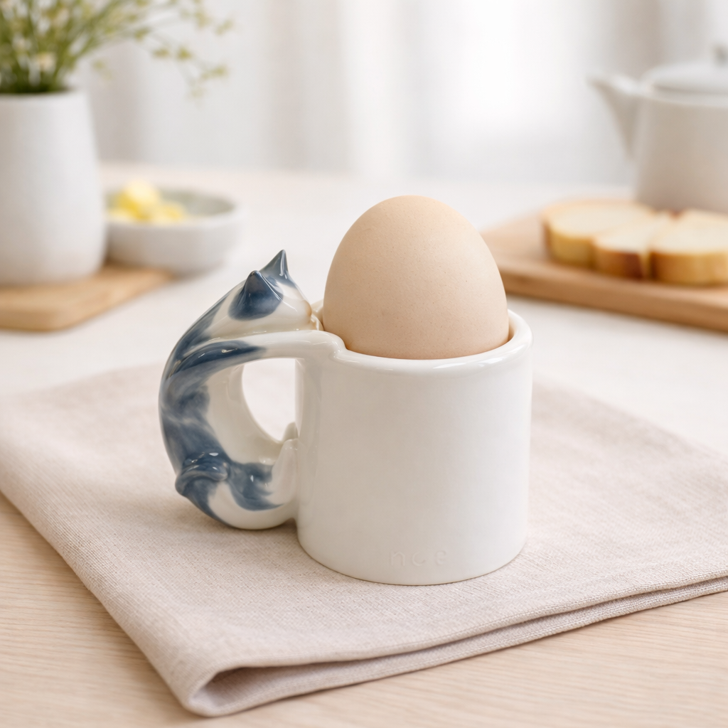 Cat Egg Cup (set of 3) – A Playful Ceramic Breakfast Object | 4am Product Design