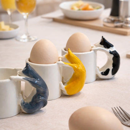 Cat Egg Cup (set of 3) – A Playful Ceramic Breakfast Object | 4am Product Design