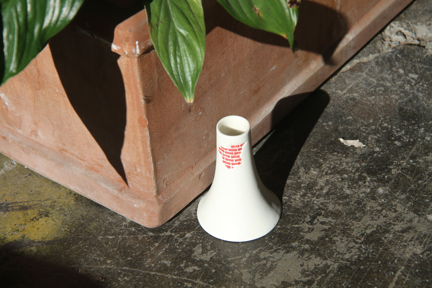 Handmade ceramic table vase for single flowers and dried stems