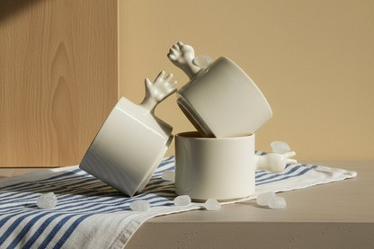 Rock Paper Scissors Ceramic Game Cup Set for New Flatmates