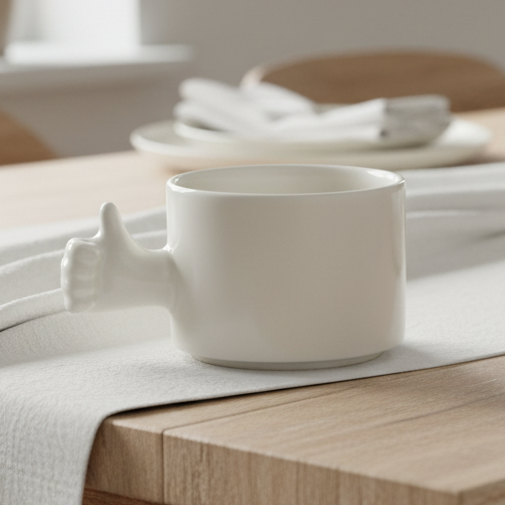 Gesture Ceramic Cup – Handmade Porcelain Coffee Cup（thumb up）