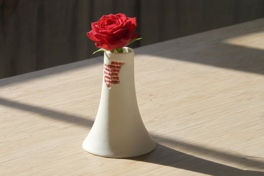 Small handmade ceramic bud vase inspired by London wall texturesSmall handmade ceramic bud vase inspired by London wall textures