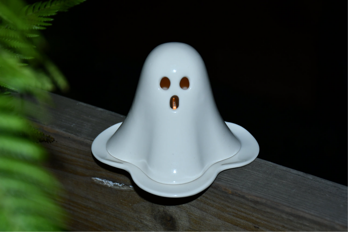 White porcelain ghost candle holder by 4AM Studio